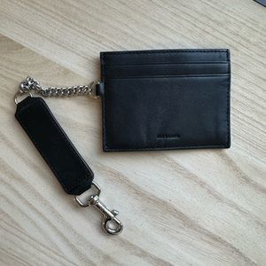 Authentic All Saints Black Card Holder with chain